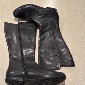 Born Black Leather Heeled Boots